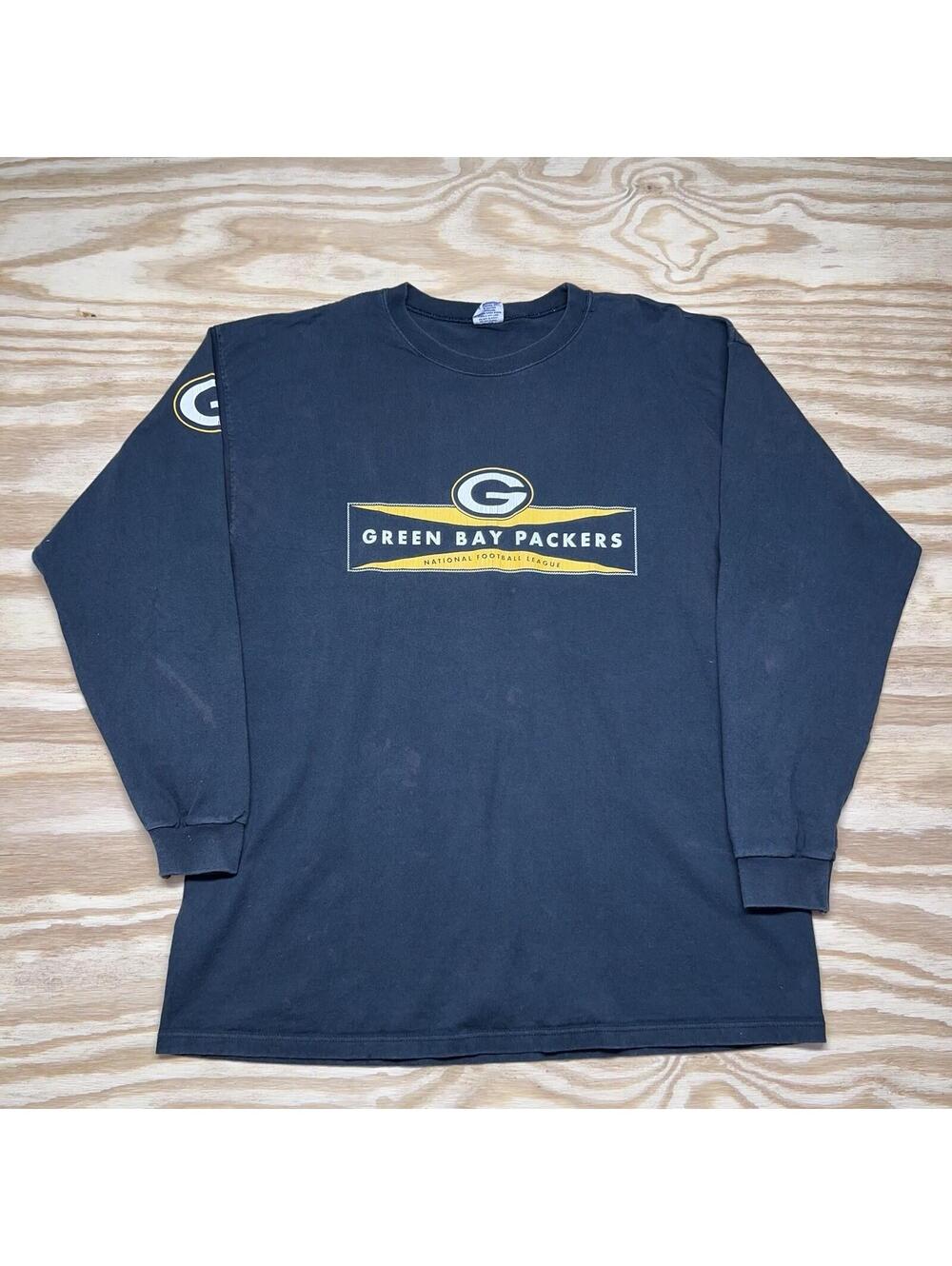 Vintage 90S Starter Green Bay Packers Football Nfl Green Long Sleeve Tee Sz XL